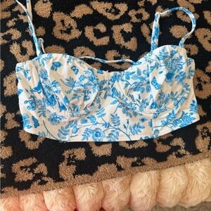Blue Floral women’s bathing suit top